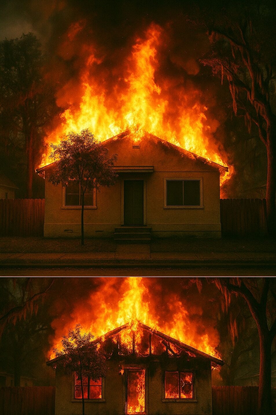 This is what happened to one of the properties I bought—top photo is how it looked when I bought it, and the bottom one is after someone set it on fire. Real estate isn’t always pretty, but every mess has a lesson and a comeback story.
