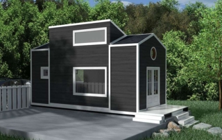 Modern tiny home on concrete foundation